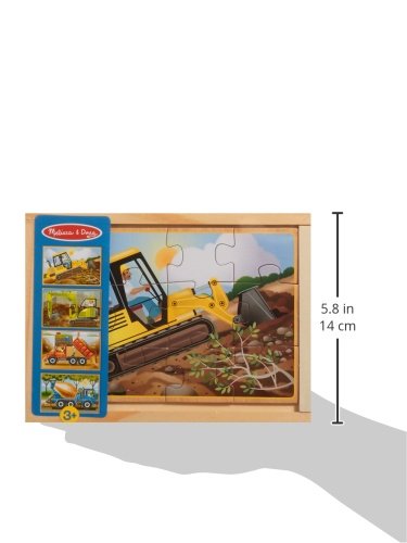 Melissa & Doug - 4 rompecabezas de madera - Vehículos de construcción
