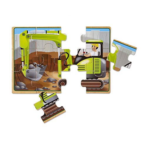Melissa & Doug - 4 rompecabezas de madera - Vehículos de construcción