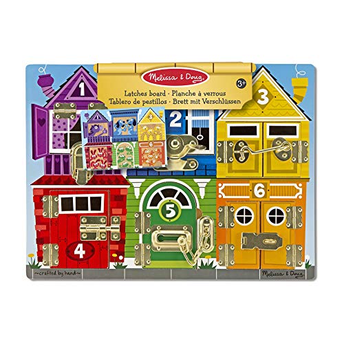 Melissa & Doug - Tablero de pestillos de madera.