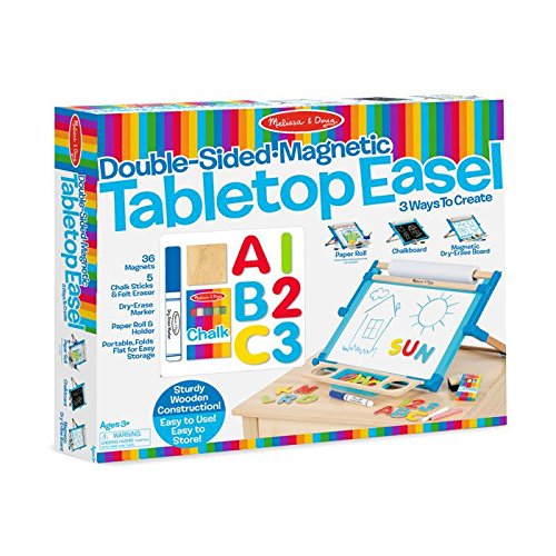 Melissa & Doug Caballete de Arte Magnético, de Doble Cara, para Mesa - Pizarra Acrílica de Borrado en Seco y Pizarra para Tiza - Ivanna & Pau - Juguetes, material didactico y productos para niños y el bienestar familiar