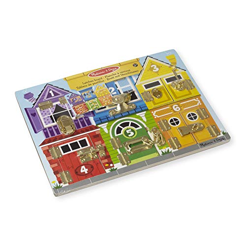 Melissa & Doug - Tablero de pestillos de madera.