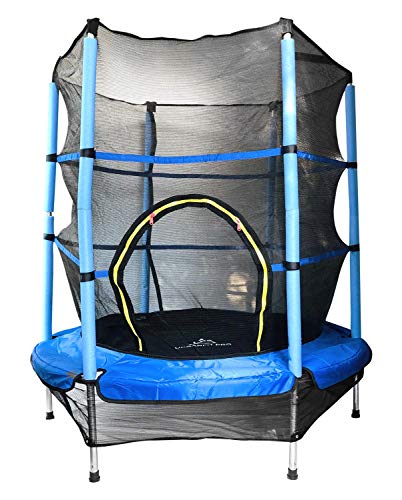 Gran Shopping Trampolin Brincolin para Niños con Red Tamaño 140 cm - Azul - Ivanna & Pau - Juguetes, material didactico y productos para niños y el bienestar familiar