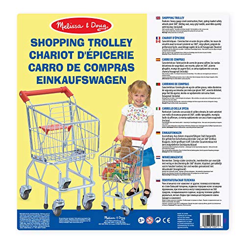 Melissa & Doug Carrito de Compras de Juguete con Estructura Metálico Resistente, Set de Juego de Cocina, Carro de Compras Para Niños (59.055 cm alto x 29.845 cm ancho x 38.1 cm largo)